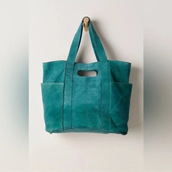 FREE PEOPLE Suede Caravan Tote In Pine NWT - Picture 5 of 13